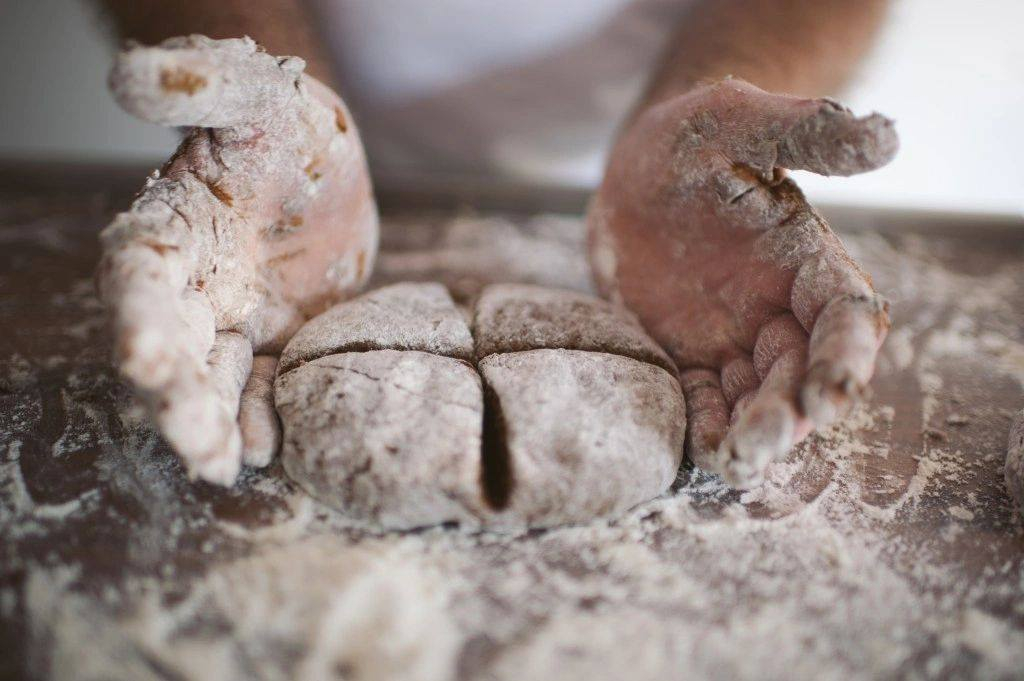 Krazi Baker kneeding dough